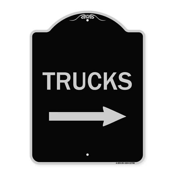 Trucks Trucks With Right Arrow Heavy-Gauge Aluminum Architectural Sign, 24" x 18", BS-1824-22780